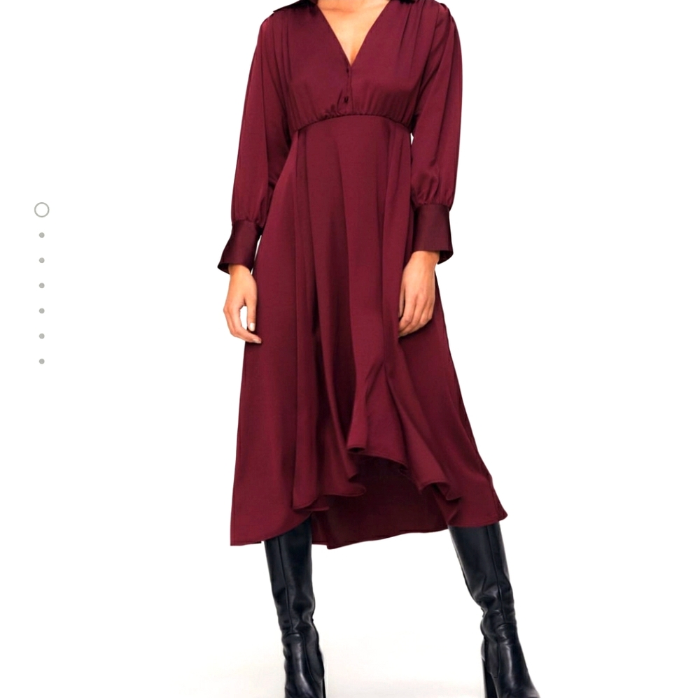 NWTs zara burgundy satin dress - Picture 9 of 9